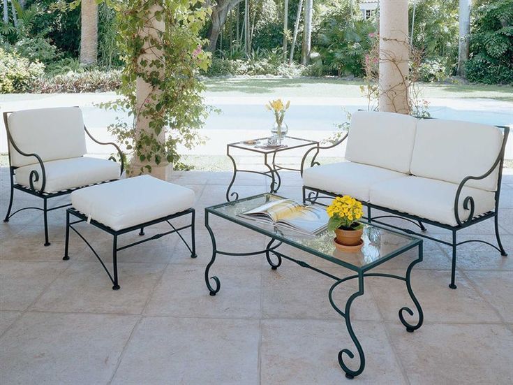 Woodard Sheffield Cushion Wrought Iron Lounge Chair Patio Furniture Outdoor Wrought Iron Patio Furniture, Wrought Iron Patio Furniture Set