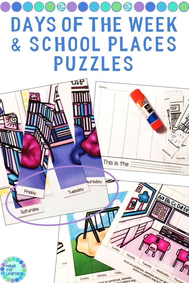 Days Of The Week School Places Puzzles School Places Calendar Days Of The Week School Places Puzzles School Places Calendar
