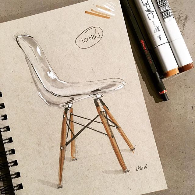 wrenchbone idsketching sketch sketchbook eames copic markers interior design