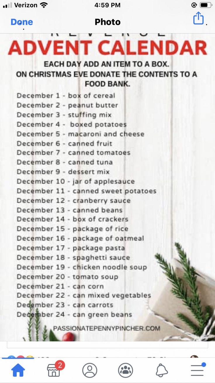 Reverse Advent Calendar Food Bank Reverse advent calendar, Advent