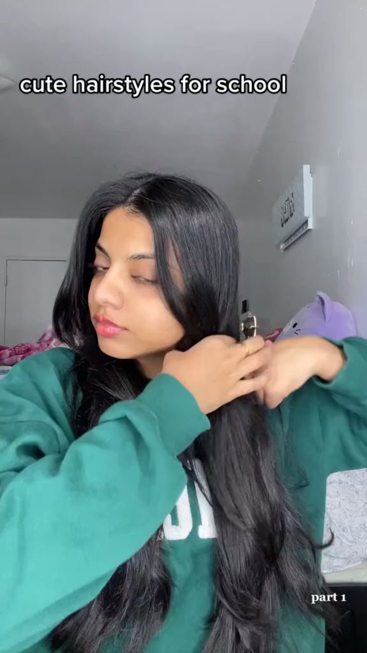 Easy School hairstyle | Hairstyles for school, Hair styles, Cute hairstyles