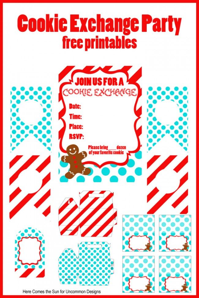 cookie exchange party free printables cookie exchange letters with designs in them