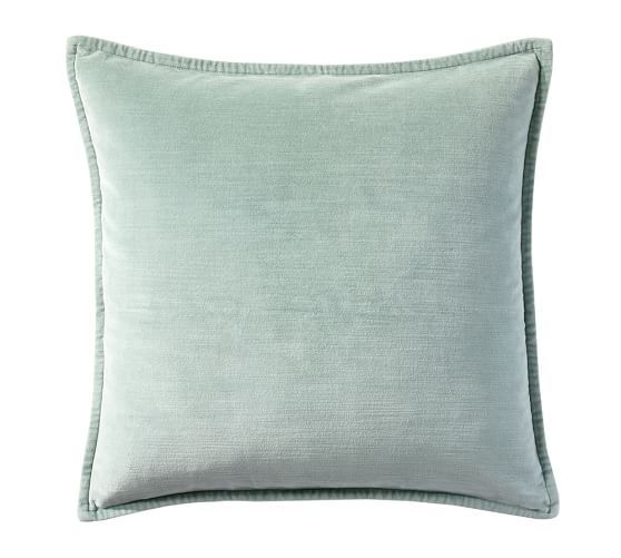 Washed Velvet Pillow Cover. Blue Smoke. Pottery Barn Housewares Pinterest Velvet pillows ...
