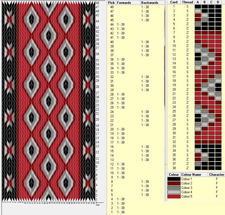 diseño 38 tarjetas 5 colores alterna 4 movimientos hacia