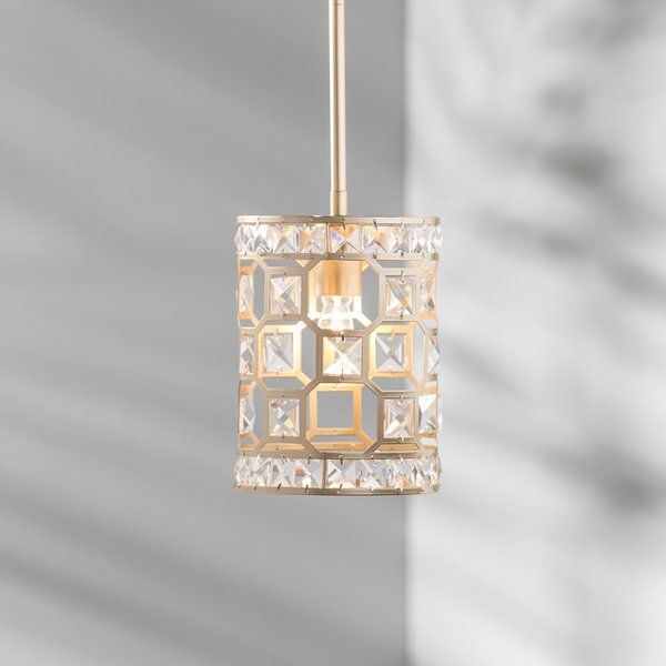 Kavya 1 Light Single Drum Pendant With Crystal Accents Drum Pendant Pendant Lighting Mini Pendants