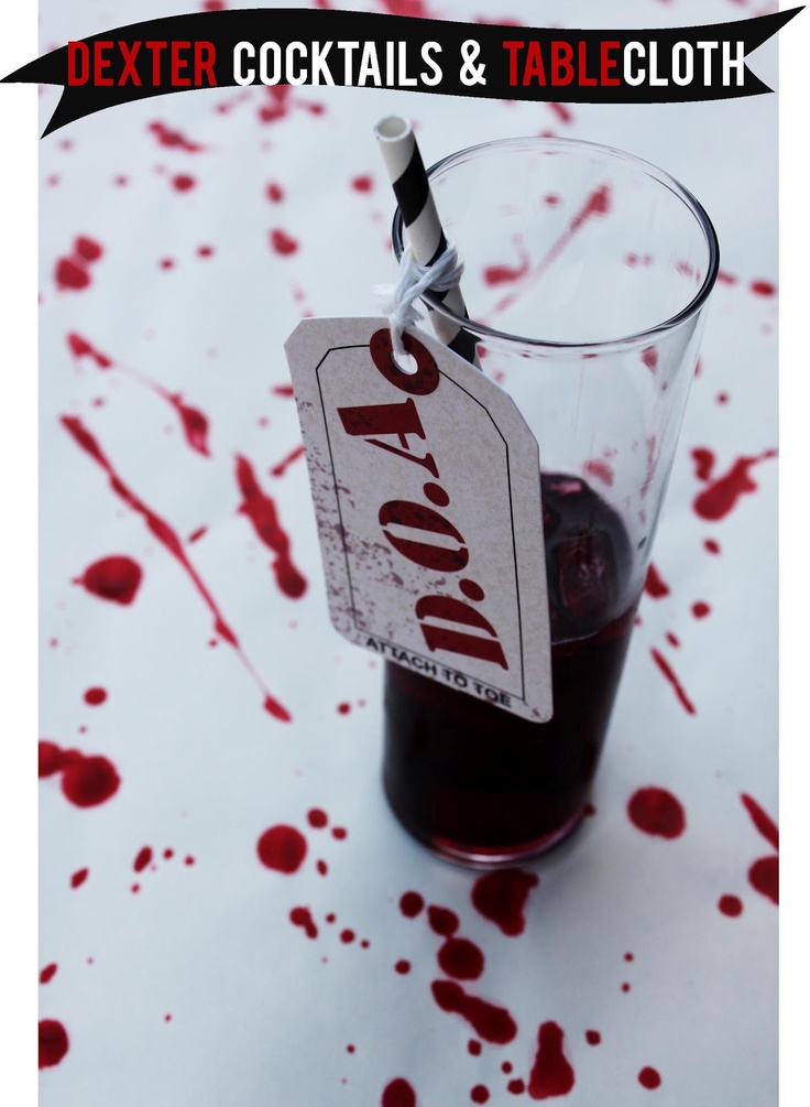 diy dexter party blood splattered tablecloth and cocktail from a little glass box here what i liked best about this post is the super cheap and easy way - Super Cheap Halloween Decorations diy dexter party blood splattered tablecloth and cocktail from a little glass box here what i liked best about this post is the super cheap and easy way - Super Cheap Halloween Decorations