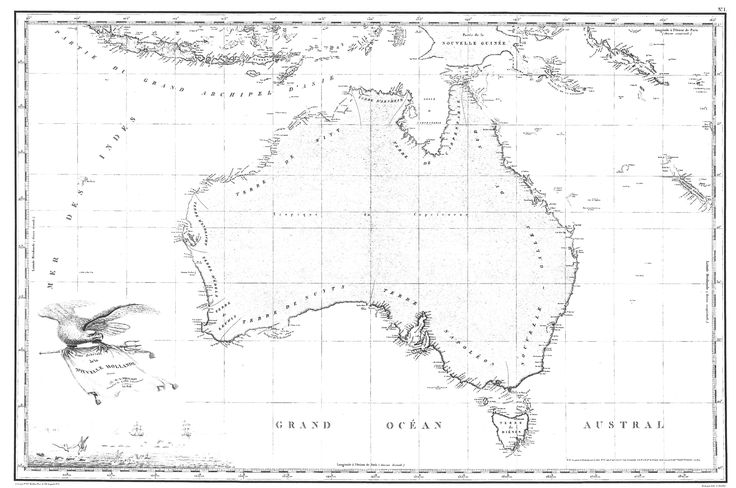 1811 freycinet map the first full map of australia to be published