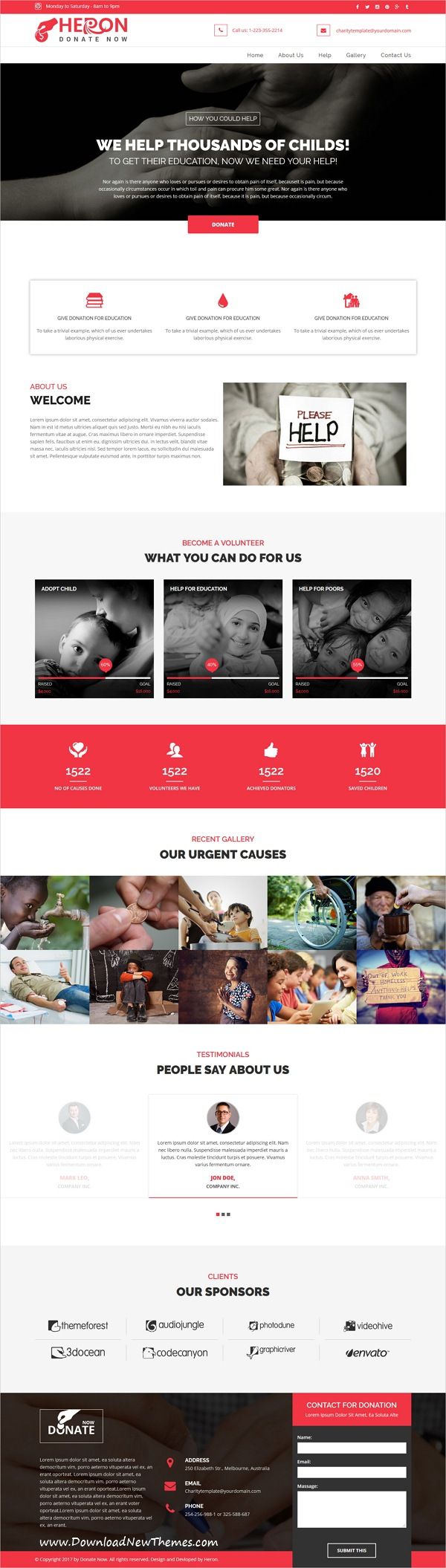 Heron is clean and modern design responsive multipurpose bootstrap HTML #theme for #Charity #donation and nonprofit organizations website with 18+ niche homepage layouts to live preview & download click on Visit 👆