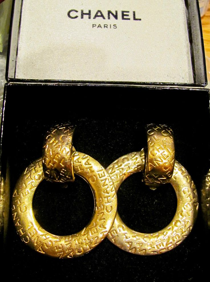 567 Best Vintage Costume Jewelry Images On Pinterest Vintage 80 S Authentic Chanel Logo Hallmarked Large Gold Cc 3 In 1 Earrings W