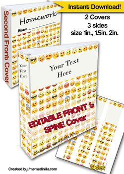 emoji binder cover editable file teacher binders student portfolio