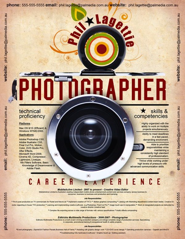 photographers resumes