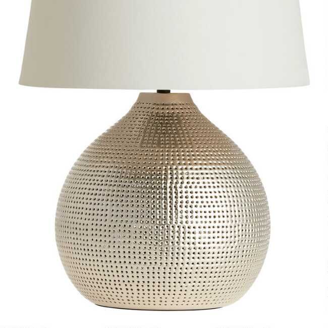 Pewter Punched Metal Prema Table Lamp Pewter Punched Metal Prema Table Lamp