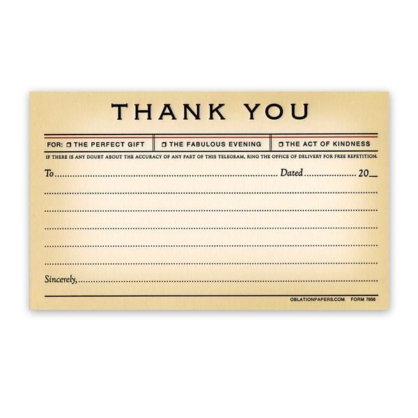 Vintage Telegram Elegant White Personalized Party Thank You Cards