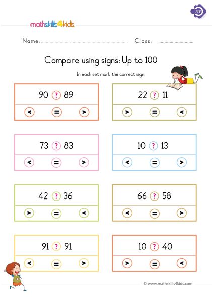 comparing numbers worksheets for grade 1 greater than less than worksheets for grade 1