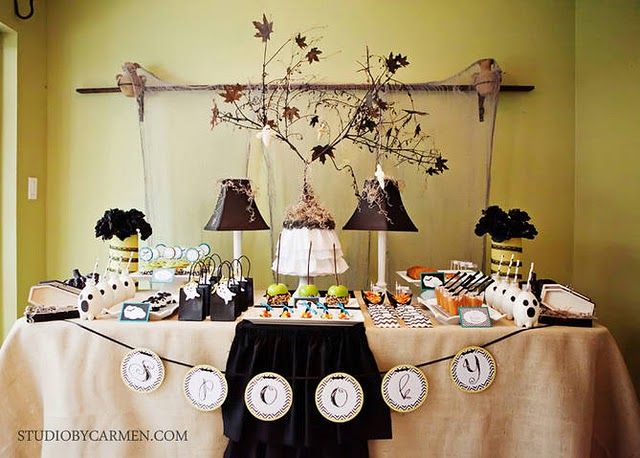 elegant halloween party dessert table karas party ideas the place for all things party