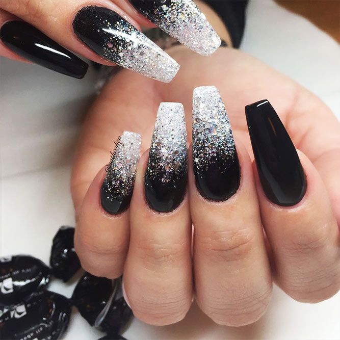 18 Trendy Black Nails Designs for Dark Colors Lovers ★ Black Nails Ombre with …