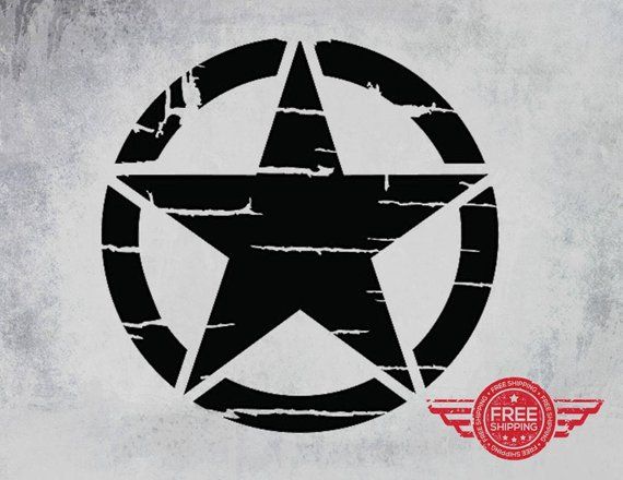 Distressed Military Star Jeep Hood Decal Wrangler JK CJ TJ YJ Truck USA Army #2