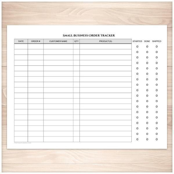 A printable Small Business Order Tracking Page that is a handy tool for small businesses and sole-proprietors to use to track their orders and order statuses.