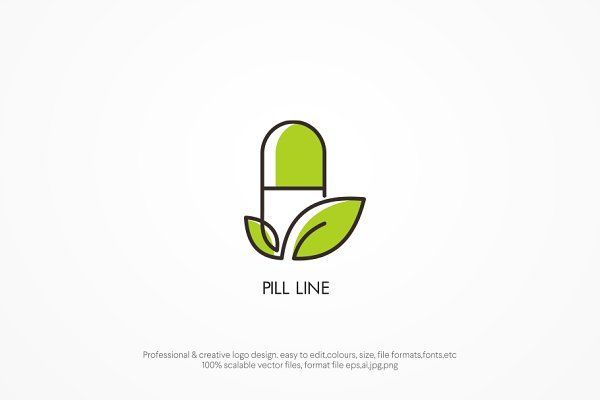 Pill Line Two Version 로고 템플릿 로고 템플릿 크리에이티브 마켓 Medicine Logo Health Logo Marketing Logo Design