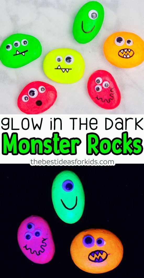 Glow in the dark Monster Rocks Halloween Craft for Kids - these are so fun! #bes...