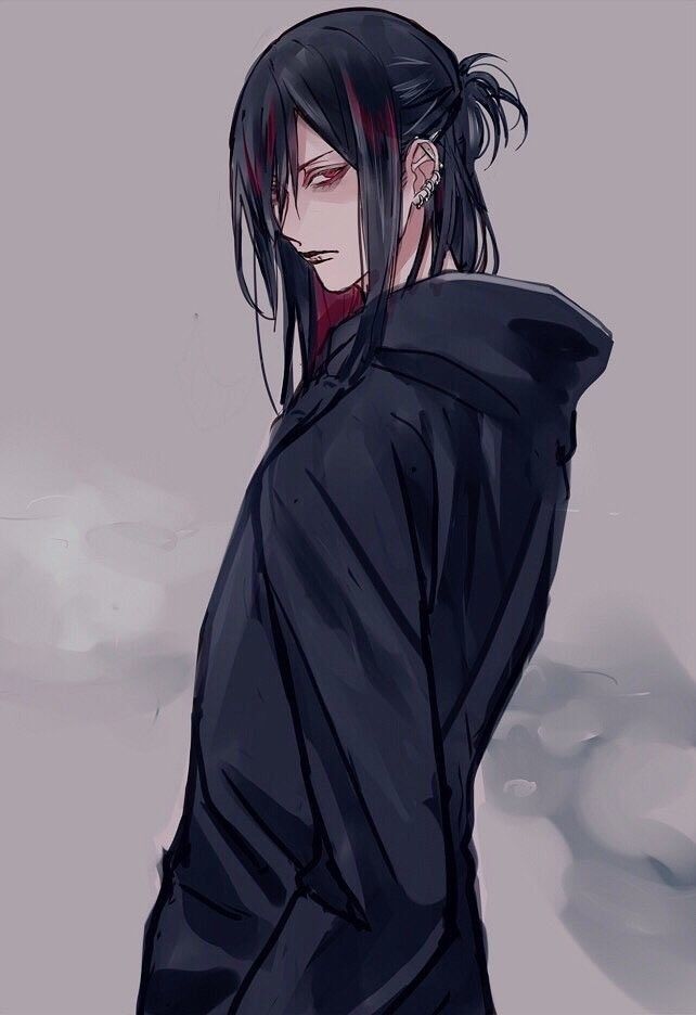 Long black hair anime guy