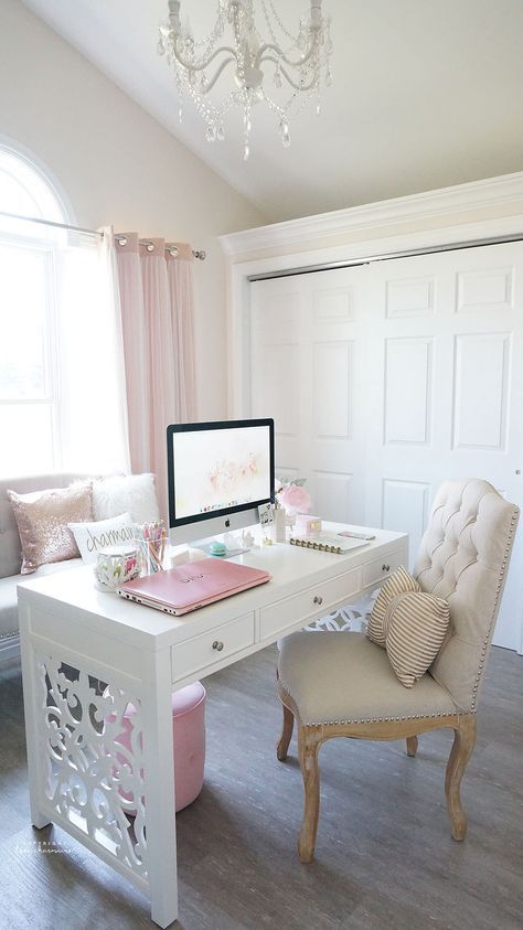 Desk Tour Office Ideas Pink Home Offices Feminine Desk Tour Office Ideas Pink Home Offices Feminine E