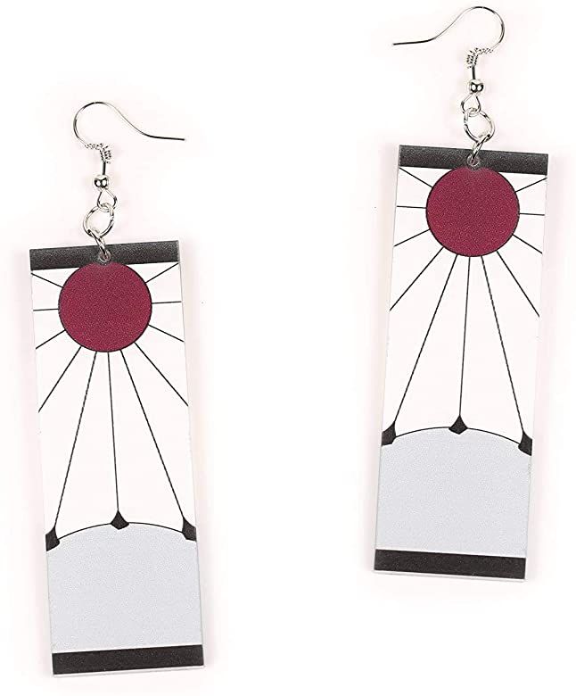 Amazon.com: HappyShip Tanjiro Earrings Hanafuda Earrings Demon Slayer ...