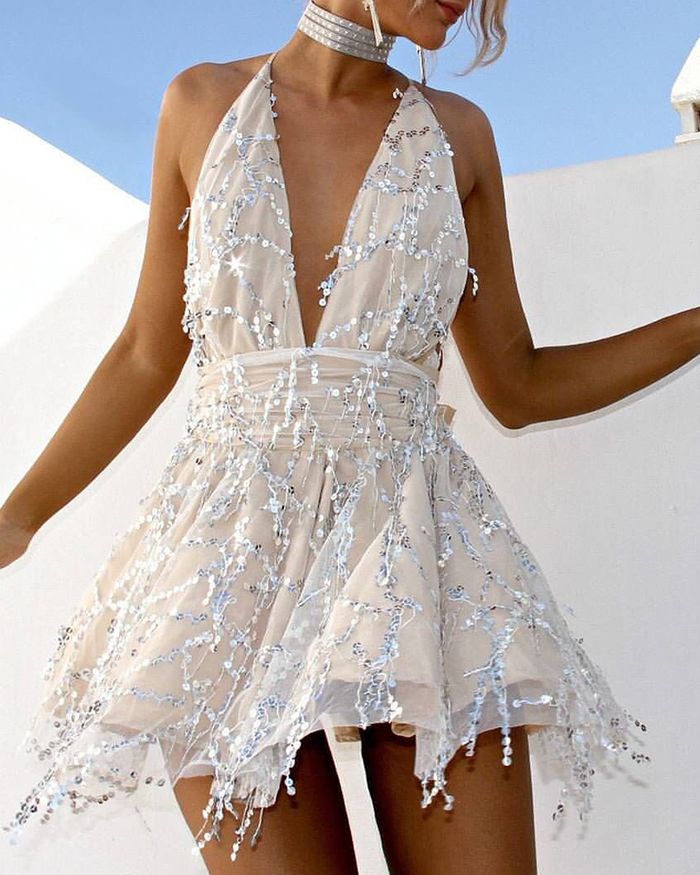 Champagne Short Dress Casual
