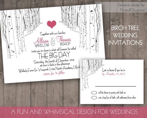 birch tree wedding invitation set rustic wedding invitations winter