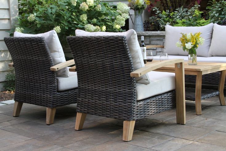 Halesworth Wicker Teak Sofa Seating Group With Sunbrella Cushions Joss Main Outdoor Furniture Comfortable Patio - Sunbrella Outdoor Patio Set Halesworth Wicker Teak Sofa Seating Group With Sunbrella Cushions Joss Main Outdoor Furniture Comfortable Patio - Sunbrella Outdoor Patio Set