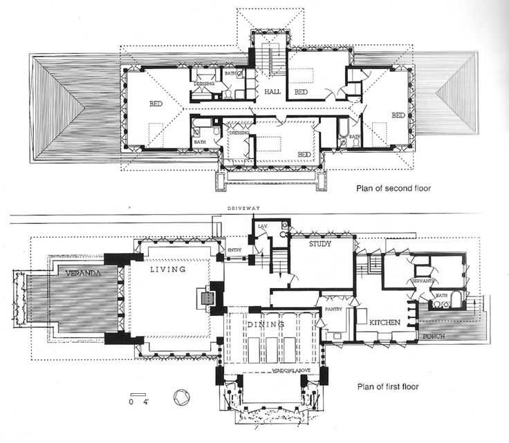 The Robie House, 5757 S Woodlawn Ave, Chicago, Ill. Built in 1909 for Frederick