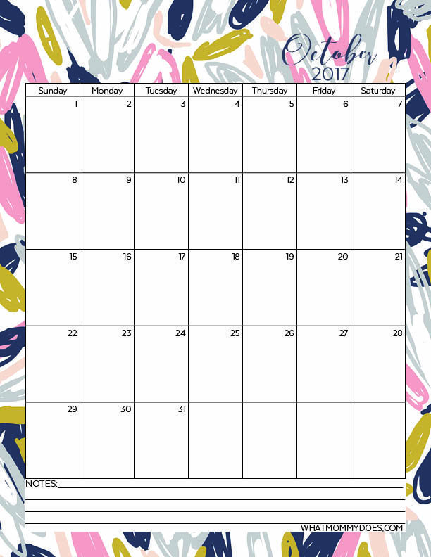 october calendar 2018 printable
