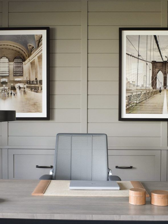 Sage Green Shiplap Paneling On The Walls Large Scale Photography Sage Green Shiplap Paneling On The Walls Large Scale Photography In Home Office Anderson Studio