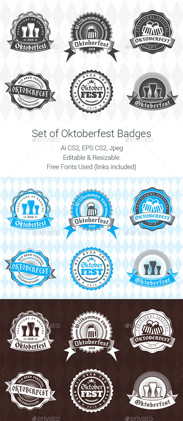 set of oktoberfest badges template vector eps ai illustrator template for badges