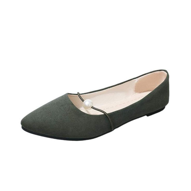 Womens Suede Flat Heel Pearl Flat Heel Pointed Casual Ladies Flat Shoes,Green,9,US Womens Suede Flat Heel Pearl Flat Heel Pointed Casual Ladies Flat Shoes,Green,9,US
