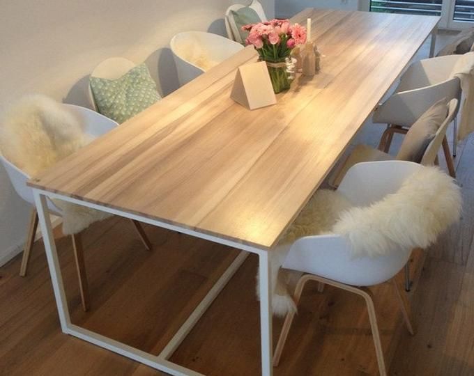 Bestseller Table Kitchen Table Wooden Table Desk Writing Desk Unique Industrial Dining Industrial Dining Steel Dining Table Solid Wood Countertops