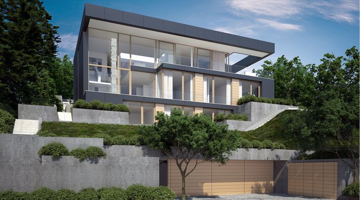 bauen haus am hang kosten einfahrt raumhohe glas fenster - garageneinfahrt am hang bauen haus am hang kosten einfahrt raumhohe glas fenster - garageneinfahrt am hang