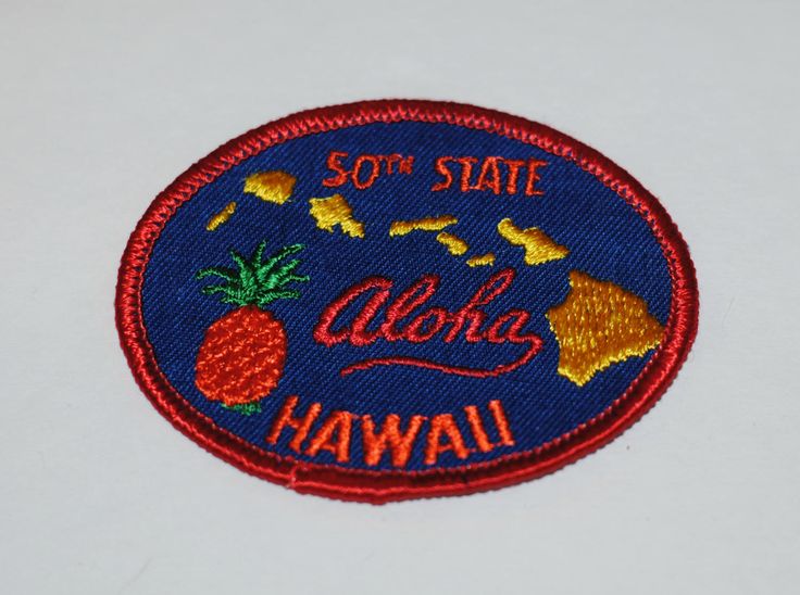 HAWAII USA THE ALOHA STATE EMBROIDERED MAP PATCH 2 X 3 INCHES