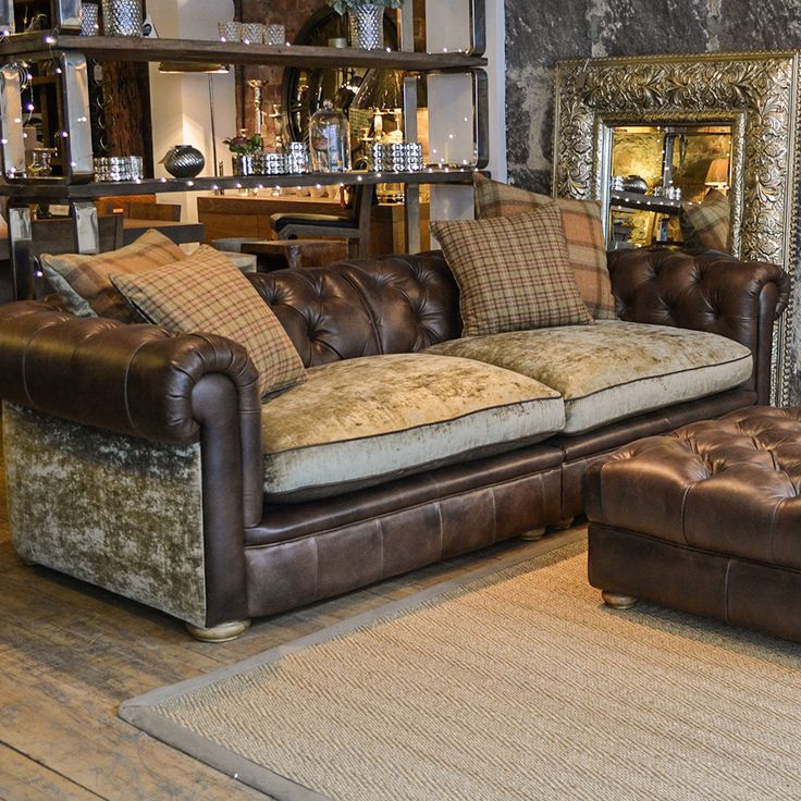 Franklin Leather Fabric Mix Maxi Sofa Couches Living Room Cosy Leather Sofa Living Room, Franklin Leather Sofa