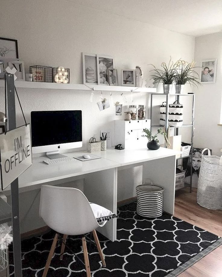 34 Cozy Monochrome Home Office Decor Ideas in 2019 Home