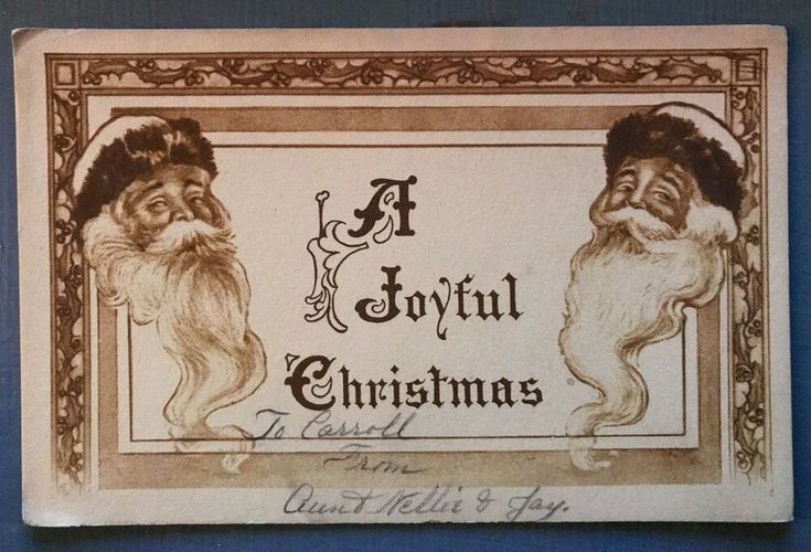 Sepia Christmas Cards Vintage Christmas Postcard Black & White Sepia SANTA CLAUS Xmas