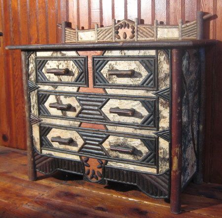 Adirondack Style Chest Of Drawers With Rustic Twig And Birch Accents Adirondack Style Chest Of Drawers With Rustic Twig And Birch Accents