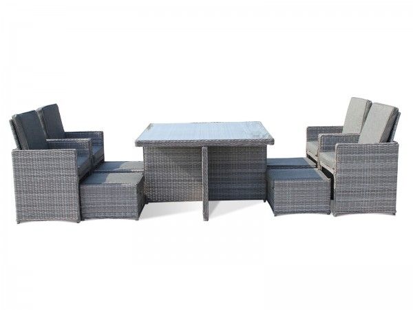 999 Barcelona 9 Piece Rattan Garden Cube Set In Grey