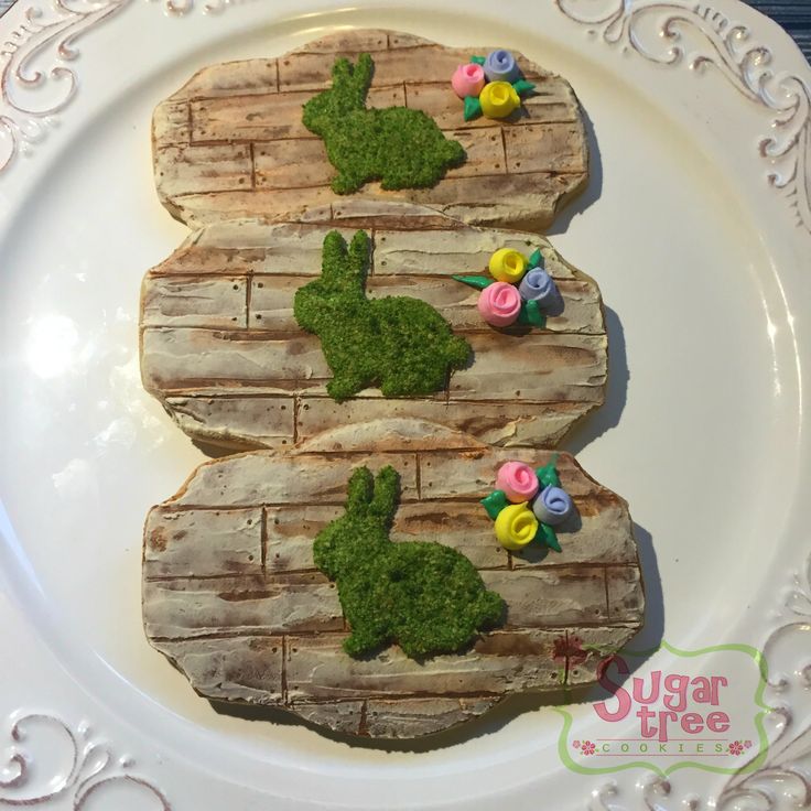 Wood Plank And Moss Bunny Easter Cookies Wood Plank And Moss Bunny Easter Cookies