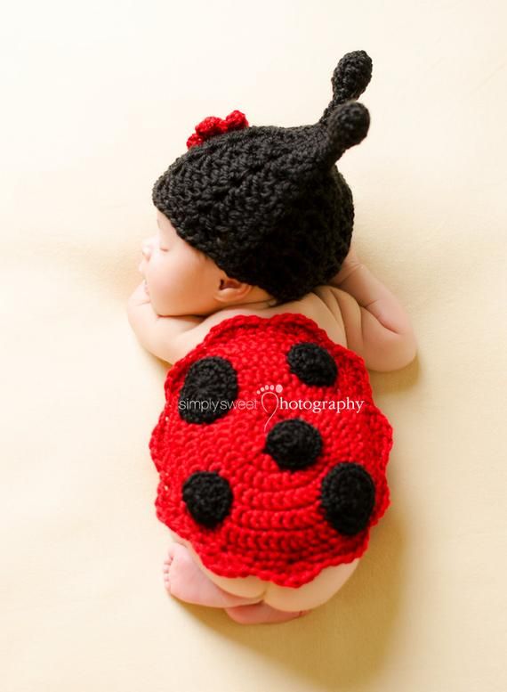 baby props newborn girl newborn knit hat newborn set Little lady bug newborn baby diaper cover and hat set Newborn photo prop