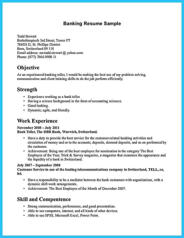 nice One of Recommended Banking Resume Examples to Learn, Check more at http://snefci.org/one-of-recommended-banking-resume-examples-to-learn