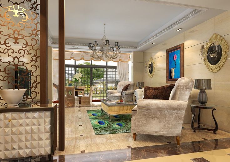 Partition fence design in new classical living room ...