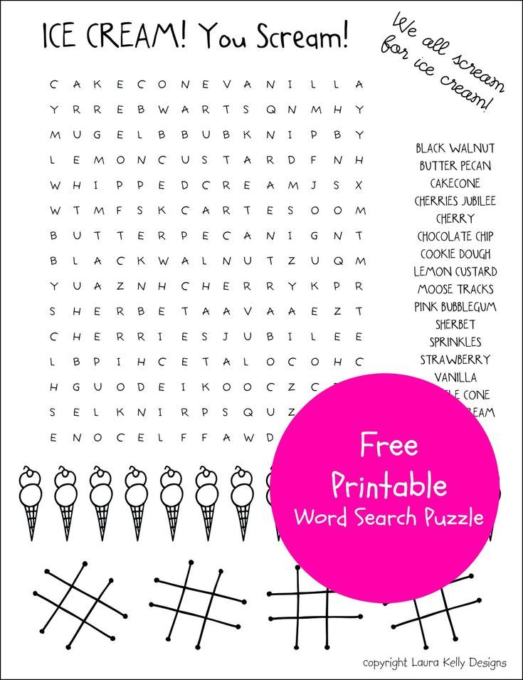 ice cream word search puzzle free printable ice cream party theme