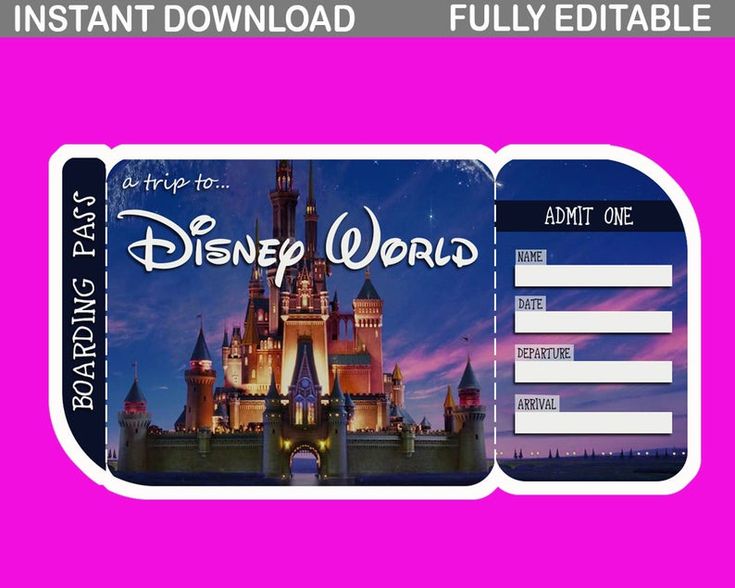 Printable Ticket to Disneyworld Boarding Pass Customizable Etsy Printable Ticket to Disneyworld Boarding Pass Customizable Etsy