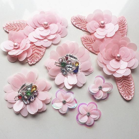 pink Sequin flower patch